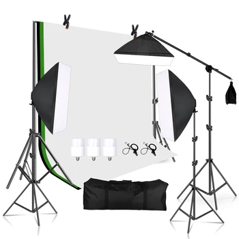 Комплекты софтбокса для фотосъемки SH, студийная фотография, Зеленый фон для камеры с муслиновыми фонами размером 1,6X2 м, аксессуары