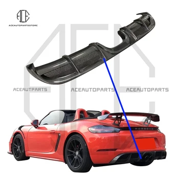 Кромка заднего бампера автомобиля из настоящего углеродного волокна, задний диффузор, спойлер для Porsche 718 Cayman Boxster GT4, кромка заднего багажника