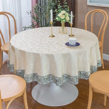 Круглая скатерть для стола, моющаяся, водонепроницаемая, маслостойкая и устойчивая к ожогам большой круглый обеденный стол