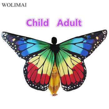Крылья для танца живота, крылья бабочки, палочки, сумка, детский костюм для танца живота, детский женский костюм для взрослых, разноцветные крылья для танца живота