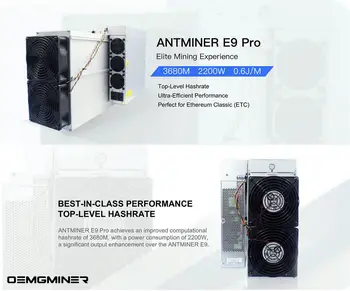 купите 2 получите 1 бесплатно Купите 2 получите 1 бесплатно Bitmain Antminer E9 Pro 3680Mh/s 2200W ETC Asic Miner со встроенным блоком питания 0,6 Дж/М