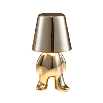 Маленькая настольная лампа Golden People с Сенсорным Регулируемым Переключателем Светодиодный Ночник Настольная декоративная лампа для чтения в Спальне Золото
