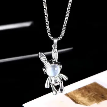 Модное ожерелье с подвеской в виде механического кролика в стиле Хип-хоп для женщин, мужчин, Мультяшных ожерелий с животными в виде Кролика, ювелирные изделия, подарки на День Святого Валентина
