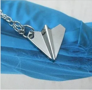 Модный серебряный цвет, подвеска в виде бумажного самолетика, ожерелье, ювелирные изделия для мужчин и женщин