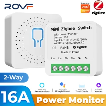 Монитор питания Tuya Zigbee 16A Mini Wifi Smart DIY Switch Light 2-полосный модуль автоматизации управления синхронизацией приложение для Alexa Google Home