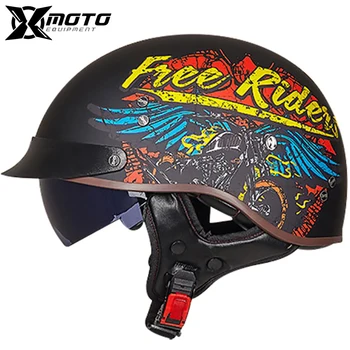 Мотоциклетный шлем ручной работы с открытым лицом, Одобренный Dot Motor, Винтажный Реактивный Скутер, Велосипедный шлем Для женщин, мужчин, Уличное оборудование, Дышащий