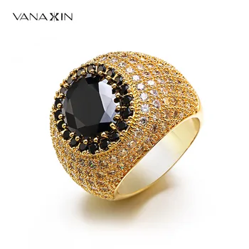Мужское кольцо VANAXIN, медные позолоченные украшения, кубический цирконий, модные хип-хоп изысканные подарки