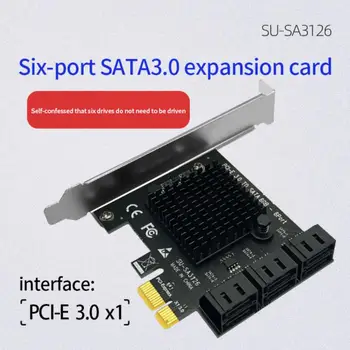 Надежный адаптер Sata Pcie Чип Asm1166 6 портов Быстрая передача данных Подключение нескольких устройств для платы расширения жесткого диска