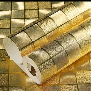 Несамоклеящиеся мозаичные обои, ролики для украшения стен, блестящее зеркало, отражающее свет, Золотые, серебряные наклейки на стену