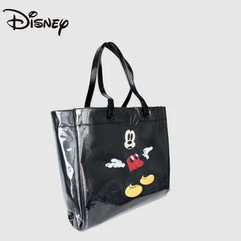 Новая Объемная сумка Disney's с двусторонним тиснением и принтом, черная Большая Женская Кожаная Прозрачная сумка-тоут, Модная сумка-тоут на плечо