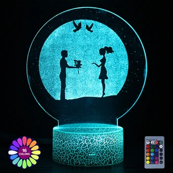 Новейшая 3D лампа для подарка Подруге Украшение Спальни Для девочек Ночник USB Питание от Аккумулятора Светодиодная настольная лампа Декор комнаты Ночники