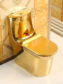 Новый золотой туалет для дома, креативный бар для экономии воды и предотвращения запаха, супер вихревой туалет в европейском стиле, цветной туалет