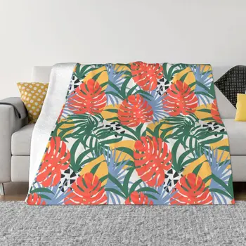 Одеяла с листьями в Гавайском стиле, Фланелевые весенне-осенние многофункциональные супер теплые одеяла для кровати, офисное одеяло