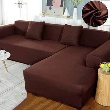 Однотонные чехлы для диванов, чехлы для диванов из эластичного материала, защита для кожи дивана для домашних животных, Длинный чехол для дивана-кресла L-образной формы