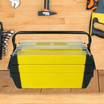  органайзер для ящика для инструментов, 3-уровневый портативный пластиковый ящик для инструментов с 5 отделениями, желтый 