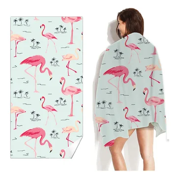 Пляжное полотенце Flamingo для женщин, Розовое банное полотенце из микрофибры Flamingo, Быстросохнущее, защищенное от песка, Подарки для путешествий, Бассейн на открытом воздухе, 80x160 см