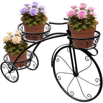 Подставка для трехколесного велосипеда, 3 подставки для цветочных горшков (черная)