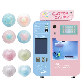 Полноавтоматический торговый автомат для сладкой ваты для продажи Коммерческий аппарат для приготовления сладкой ваты, Зефирная губка для детей