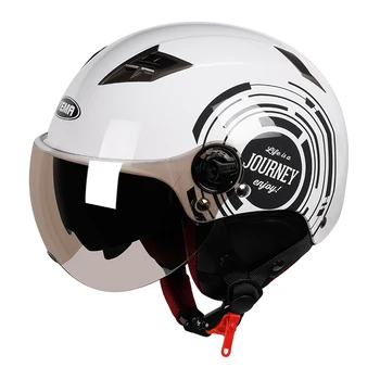 Полушлем YEMA для Мото, мотоцикла, электрического Мотоцикла, защитные шлемы с двойным козырьком, Теплая или Дышащая двойная подкладка