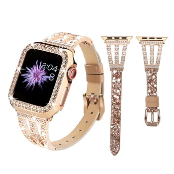 Ремешок + чехол для Apple watch band 44 мм 40 мм 42 мм 38 мм кожаный ремешок для часов браслет для iwatch серии 6 se 5 4 3 2 1 Аксессуары