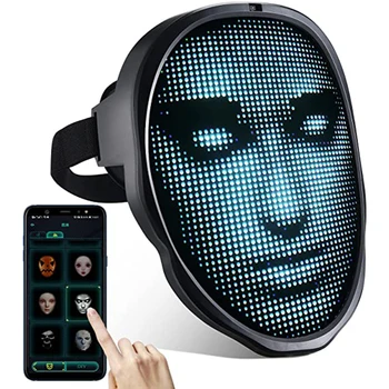 Светодиодная маска для Хэллоуина с программируемой Bluetooth-маской для лица, BT-маска, управление телефоном, сообщения 