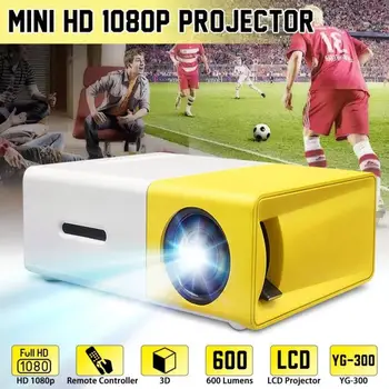 Светодиодный Мини-Проектор с инфракрасным пультом дистанционного управления 1080p, Портативный Видеоадаптер с ручной Фокусировкой, Медиапроектор 6400k, Проектор