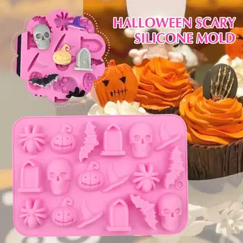 Силиконовые формы для Хэллоуина, пугающие формы для украшения кексов, поделок из полимерной глины, Формы для выпечки тортов E6Q3