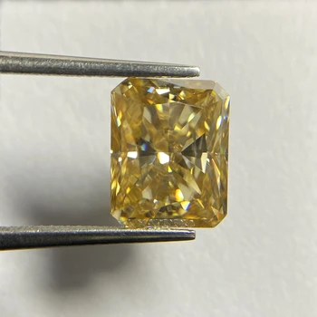 Сияющая Огранка Золотисто-Желтого Синтетического Муассанита с Бриллиантами, Выращенными в лаборатории, Драгоценный камень VVS1 GRA