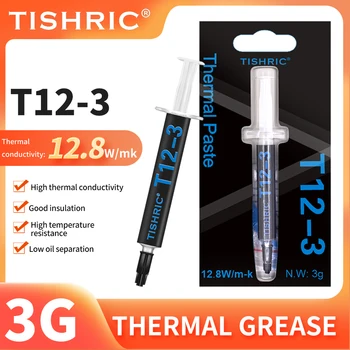 Термопаста TISHRIC Processor T12 3g Thermal Pad Для графического процессора CPU Cooler Охлаждающий Вентилятор Проводящий Теплоотвод 12,8 Вт/К Силиконовая Смазка