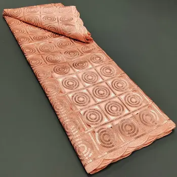 Французский Тюль, Кружевная ткань с блестками, 2023, Высококачественное Африканское Сетчатое Кружево, 5 Ярдов, Нигерийские кружевные ткани Для свадебного шитья