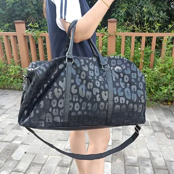Черная леопардовая спортивная сумка Weekender из искусственной кожи, Повседневная дорожная сумка, сумки для багажа Большой емкости, с плечевым ремнем, сумки на ночь