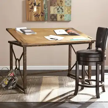 Чертежный стол с наклоном, дубовый, выветрившийся