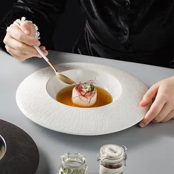 Японская высококачественная керамическая тарелка для еды в западном стиле, креативная бытовая тарелка для соломенной шляпы, европейская тарелка для пасты, тарелка для супа, тарелка для салата, блюдо